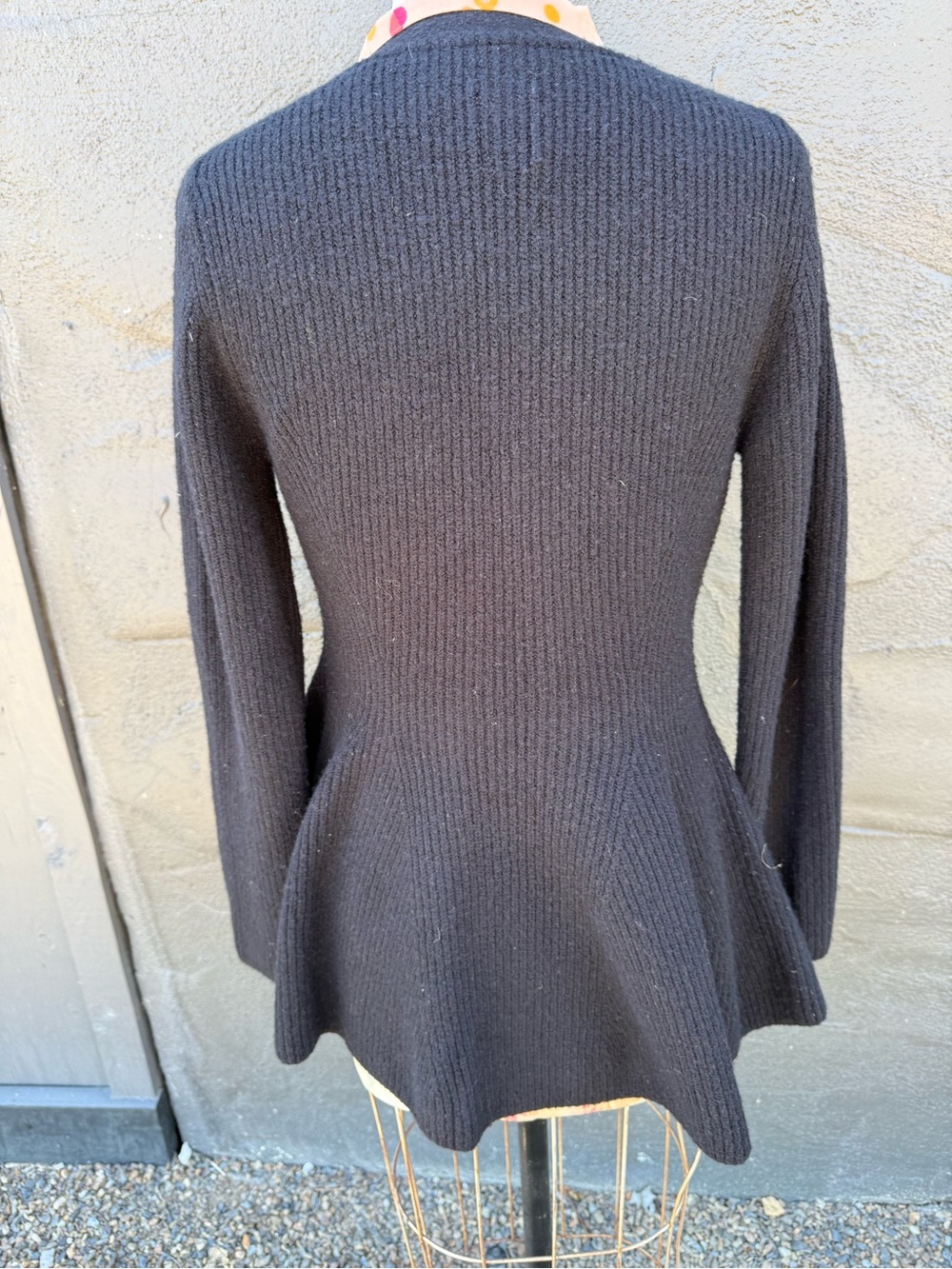 Maeve Black Ribbed V-Neck Button-Front Peplum Cardigan - Picture 5 of 5